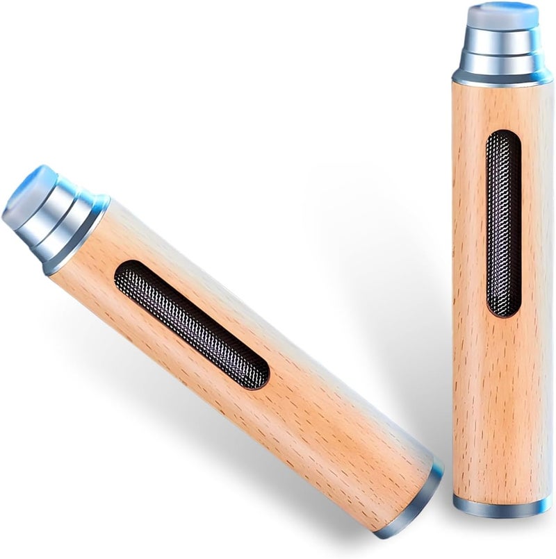 Arwrilt 2 PCS Handmade Wooden Portable Ashtrays, Anti-Drop Ash Catcher with 5.2mm 6.8mm 7.8mm Cigarette Holders, Universal for Car Home Office Tabletop Outside Patio Outdoor Balcony (Silver) - Image 1